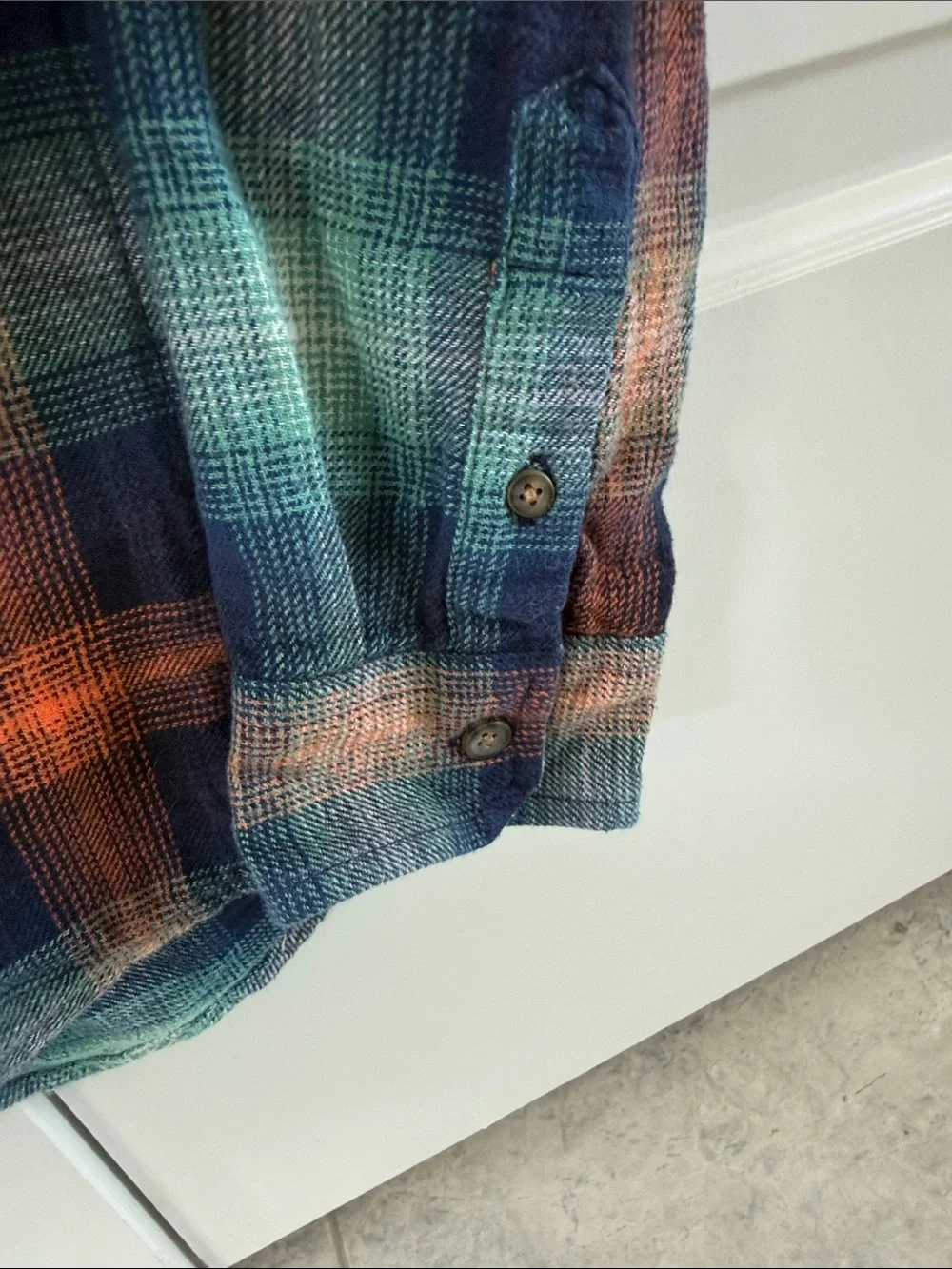 Old Navy Boy’s Plaid Button-Down 100% Cotton Shirt in Blue & Orange